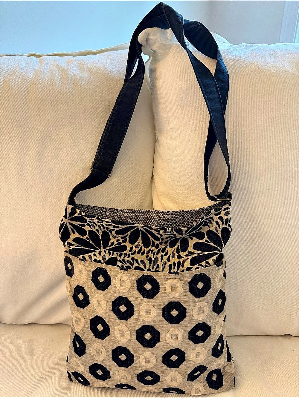 Vintage Maruca Design Bon Bon Crossbody Bag - Retro Geometric & Floral Tapestry